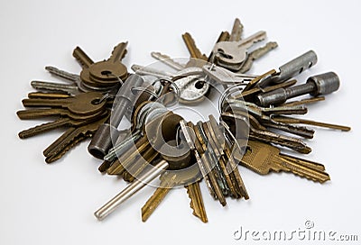 Old keys on a ring Stock Photo