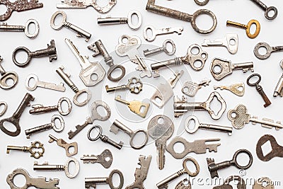 Old keys - small retro key collection Stock Photo