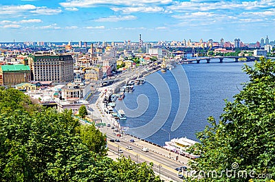 The old Kiev city - the capital of Ukraine and the Dnieper Stock Photo