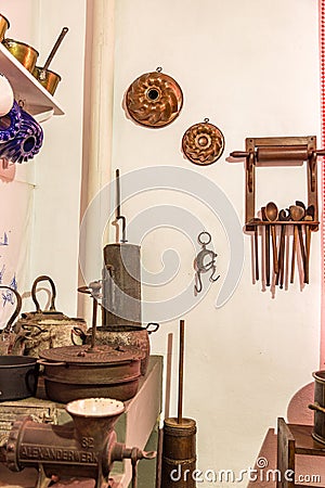 Old kitchen. Colonial famlily museum Editorial Stock Photo