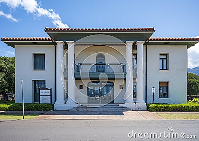 The Old Lahaina Courthouse in Lahaina Banyan Court Park on the island of Maui in the state of Hawaii. Stock Photo