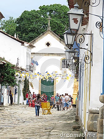 Old Lamp - street -Lamparina - Lampiao -Paraty Editorial Stock Photo