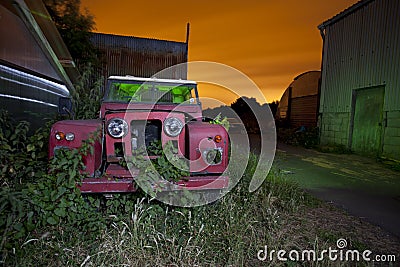 Old land rover Stock Photo