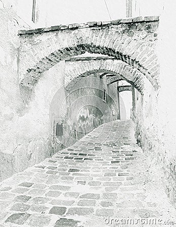Old lane with graphical effect Stock Photo