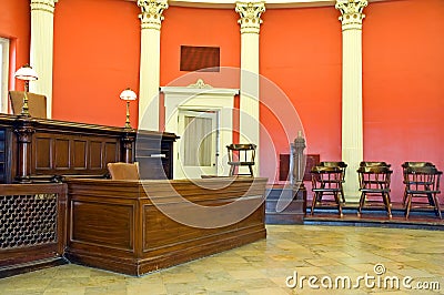 Old law courtroom Stock Photo