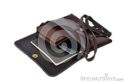 Old leather bag Stock Photo
