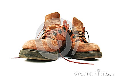 Old leather boots Stock Photo