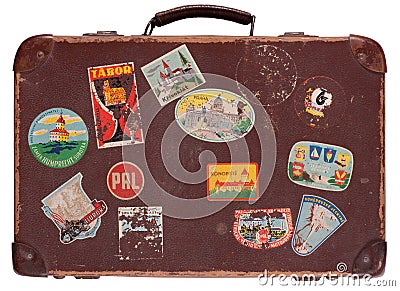 Old leather suitcase Stock Photo