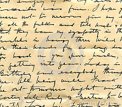 Old letter handwriting detail Stock Photo