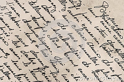 Old letter with handwritten french text Stock Photo