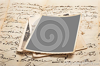 Old letters with pictures Stock Photo