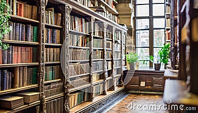 Old library in an old building Stock Photo