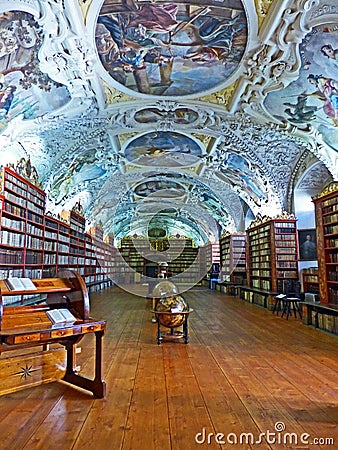 Old Library of the Strahov Monastery in Prague Editorial Stock Photo