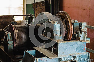 Old lifting gear. winch Stock Photo