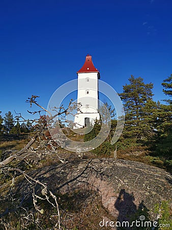 Old lighthouse from 1777 along the Baltic Coast Stock Photo