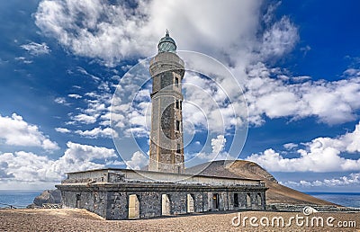 Old Lighthouse of Ponta dos Capelinhos Faial Island, Azores Stock Photo