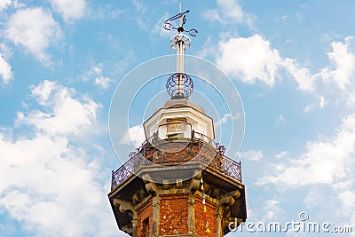 Old lighthouse with time ball at the top in Gdansk, Poland. Editorial Stock Photo