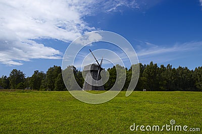 Old Lithuanian windmill Stock Photo