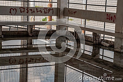 Old loating empty pier no people use Editorial Stock Photo