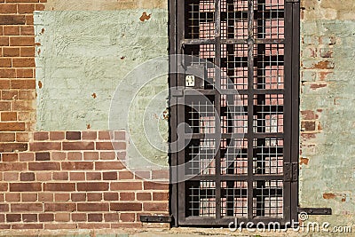 Old Locked Rusting Security Door Stock Photo