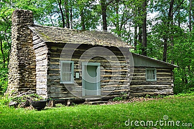 Old Log Cabin Stock Photo