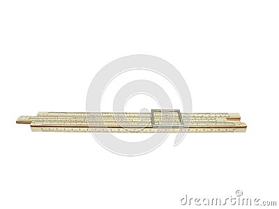 Old logarithmic ruler for arithmetic calculations isolated on a Stock Photo