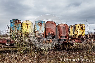Old lore on a railway near Duisburg Stock Photo