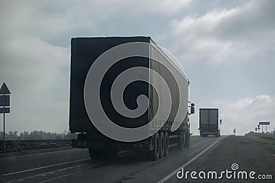 Old Lorry Traffic Transport on motorway in motion Stock Photo
