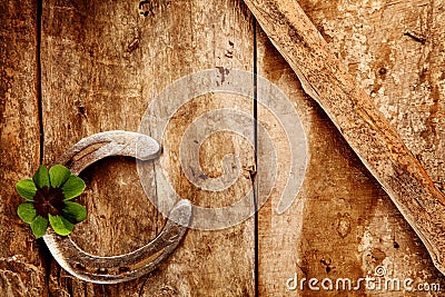 Old lucky horseshoe background Stock Photo