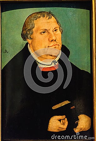 Old Luther Portrait Painting Luther& x27;s House Lutherstadt Wittenbe Stock Photo