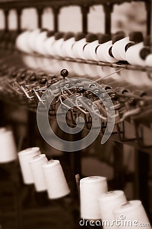 OLD MACHINERY IN DERELICT TEXTILE MILL YORKSHIRE ENGLAND Editorial Stock Photo