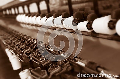 OLD MACHINERY IN DERELICT TEXTILE MILL Editorial Stock Photo