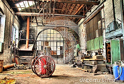 Old machinery in a deserted factory, urbex Stock Photo