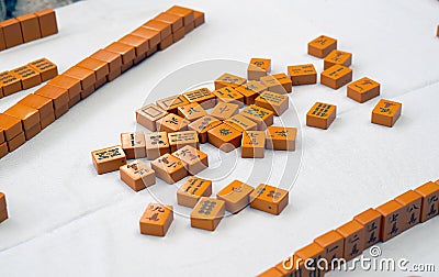 Old Mah Jongg tiles Stock Photo