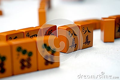 Old Mah Jongg tiles Stock Photo