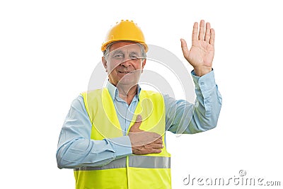 Builder making honest oath Stock Photo