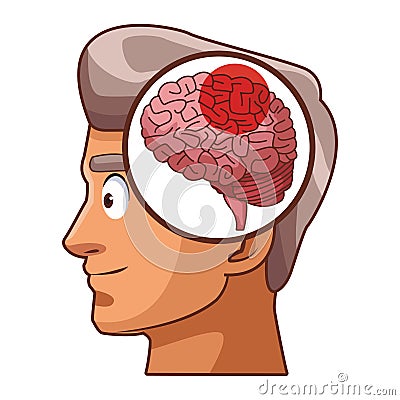 Old man alzheimer brain Vector Illustration