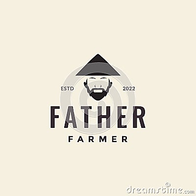 Old man bearded farmer hipster logo design Vector Illustration