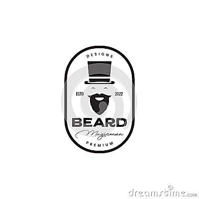 Old man bearded magician badge logo design Vector Illustration