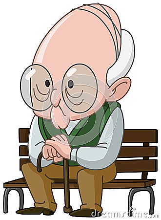 Old man on bench Vector Illustration