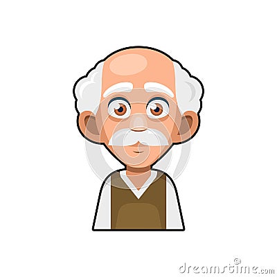 Old Man Cartoon Icon. Cute Avatar. Vector Cartoon Illustration