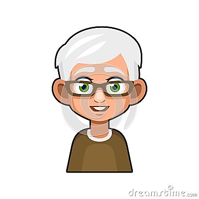 Old Man Cartoon Icon. Cute Avatar. Vector Vector Illustration