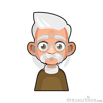 Old Man Cartoon Icon. Cute Avatar. Vector Vector Illustration