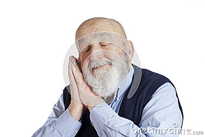 old man enjoying a good night sleep Stock Photo