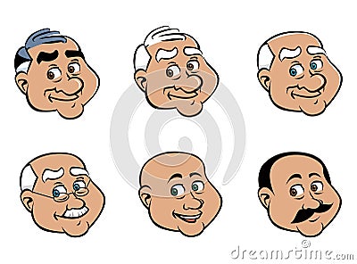 Old man faces Vector Illustration