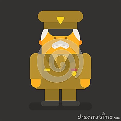 Old man general military. Vector character Vector Illustration