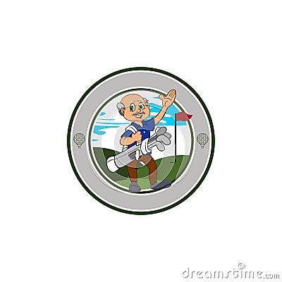 Old Man Golfer Club - Golf Logo - Round Vector Illustration