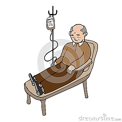 Old man infusion Vector Illustration