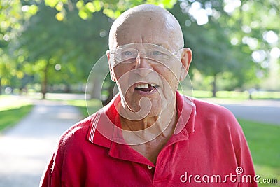 Old Man Missing Tooth Stock Photo