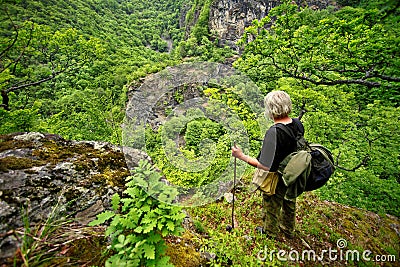 Old man on the mountain Stock Photo